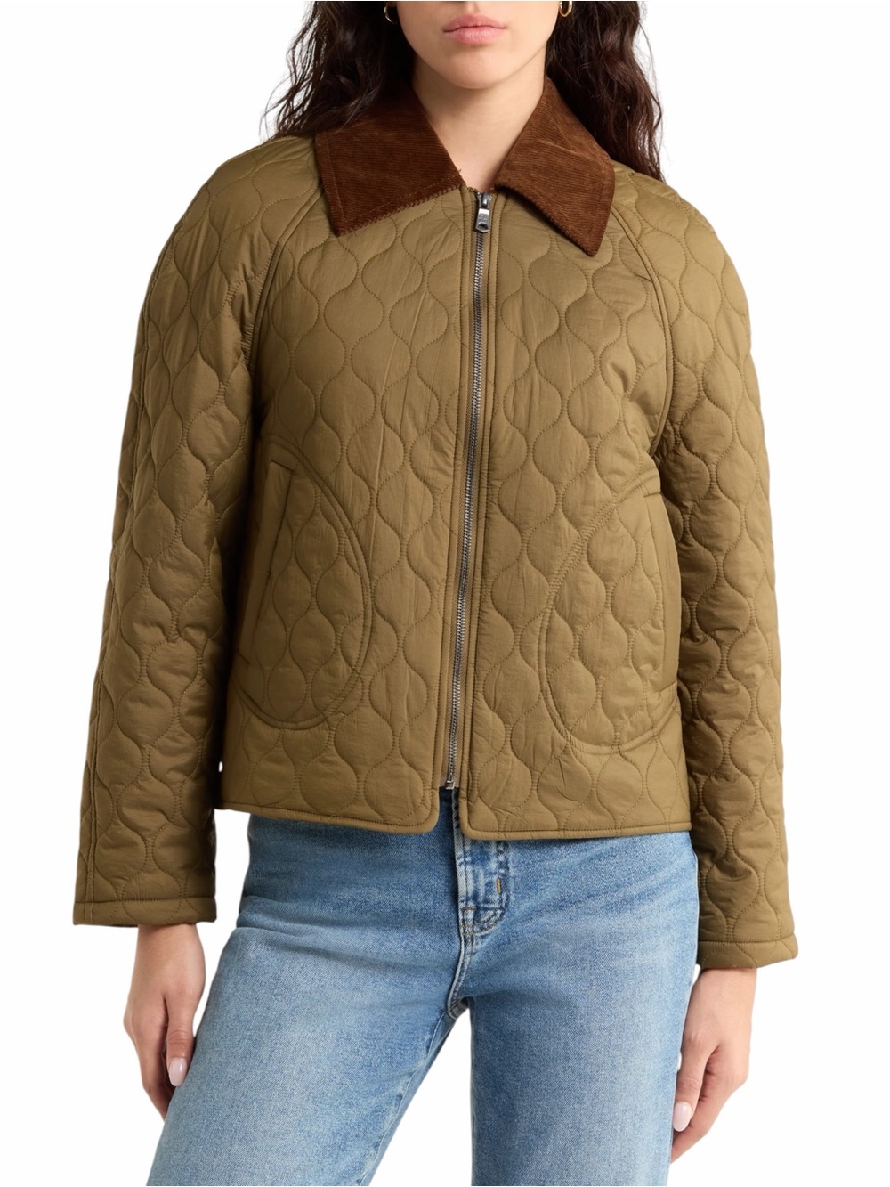 AVEC LES FILLES Quilted barn jacket in military Size L